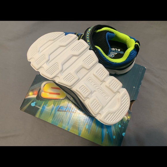 BRAND NEW Skechers S Lights Tremblers Shoes Size 9 Blue/Lime - Picture 5 of 9